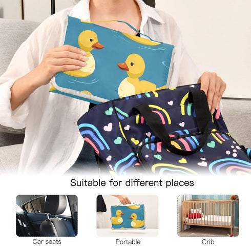 Kigai Yellow Ducks Portable Changing Pad Travel Waterproof Foldable Baby Changing Pad Baby Diaper Mat for Newborn Girls