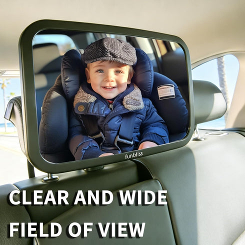 Seat,360 Funbliss Baby Car Mirror for Rear Facing Rotation, Safety Certified Shatterproof Acrylic Glass, Clear Wide