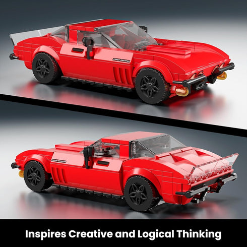 Set 332 Mould King Super Sports Car Building with Display Case, Piece Race Car Model Construction Toy for Boys