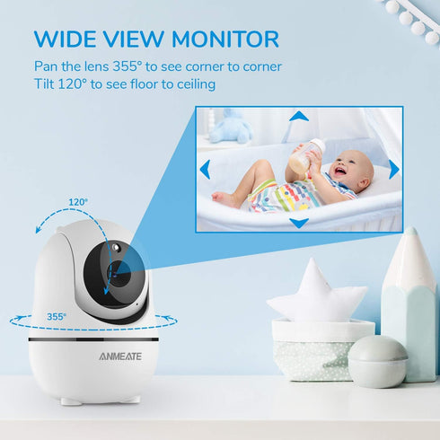 ANMEATE 960ft RangeBlack1 Baby Monitor with Remote Pan-Tilt-Zoom Camera,Large Display Video Baby Monitor with Camera