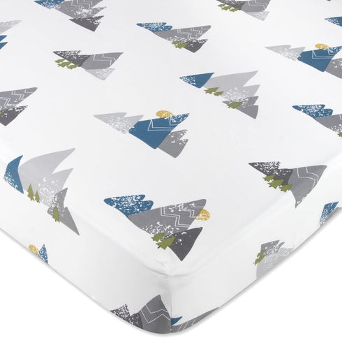 2 Pack 28x52 Standard Microfiber Fitted Crib Sheets for Baby Girl, Boy & Neutral, - Crib Essentials (Bears & Mountains)