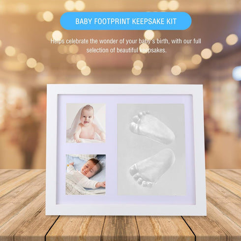 Newborn Handprint and Footprint Keepsake Frame Milestone Photo Frame White Clay Ink Kit Memory Gift for Nursery