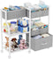 Novvia Baby Diaper Caddy Organizer and Storage, 3 Tier Rolling Cart with Dividers