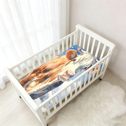 Bseiialft 52 28 Animal Cow Snow Crib Sheets for Boys Girls Soft and Breathable Cotton Baby Sheets for Standard Crib