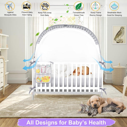 Crib Tents to Keep Toddler from Climbing Out Baby Safety Crib Tent Falls and Mosquito Bites Prevention Portable Baby