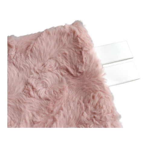 Handcrafted Plush Baby Mini Blanket Pacifier Holder - Dusty Pink Fur & Cream Satin