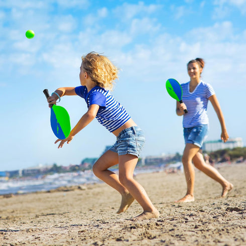 Set, U&C Planet Beach Paddle Ball Badminton Rackets, Family Game for Kids and Adults, Indoor Outdoor Game Backyard Park