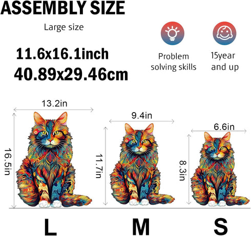 Wooden Puzzle for Adults, Unique Animal Shape Jigsaw Puzzles, Challenging 300 Pcs Gift (L-16.5 * 13.2in)