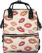 Qewfoju Lips Kiss 3 Print Diaper Bag Backpack Large Capacity Diaper Backpack Baby