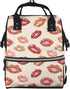 Qewfoju Lips Kiss 3 Print Diaper Bag Backpack Large Capacity Diaper Backpack Baby