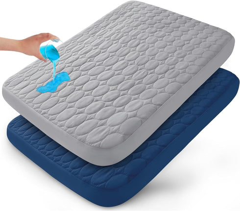 Pack and Play Sheets Fitted Quilted Waterproof Protector, 2 Pack Playard Mattress