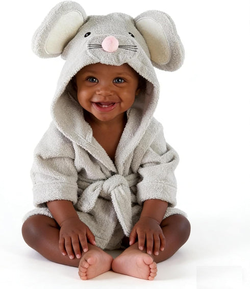 Unisex Infant Hooded Bathrobe Towel for Baby Boys - Ultra Absorbent Terry Fabric