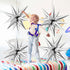74 PCS Silver Star Balloons, 12 Point Foil Mylar Spike Cone Balloons for Party Decorations, Birthday, Wedding, Baby