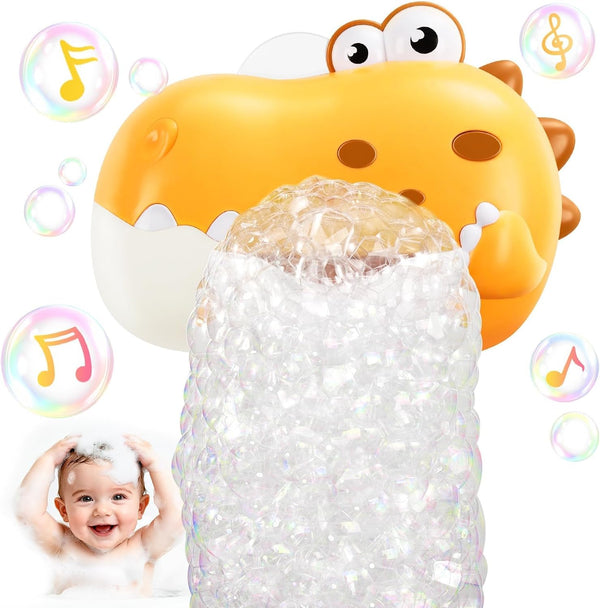 Baby Bath Toys, Rechargeable Dinosaur Bath Bubble Machine with Music, Bathtime Bathtub