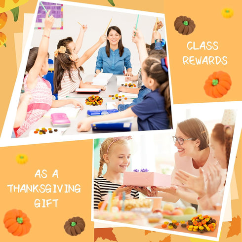 Chuangdi 150 Pcs Mini Pumpkin Erasers Bulk, 3D Rubber Novelty Party Pencil, Halloween Autumn Thanksgiving Party Favor