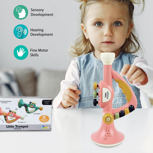 Musical Toys for Kids, Little Trumpet Toy for Toddlers, Educational Music Toy for Ages 1-3 (Pink)