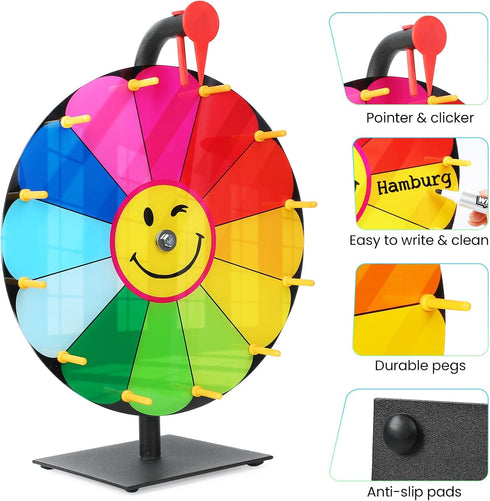 12 Inch 12 Color Prize Wheel, Slot Spinning Wheel Fortune Game, Holiday Activities, Party, Classroom or Home Education