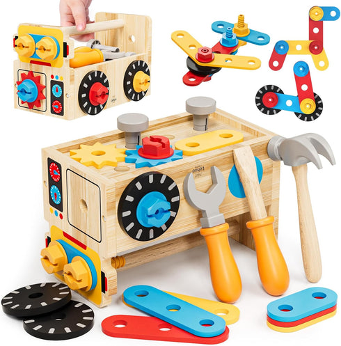 Montessori Kids Tool Set, Wooden Toddler Tool Bench Educational Toys for Ages