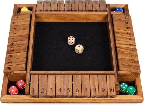 1-4 16 Pub12 inches BIVOMON Shut The Box Dice Game Players Wooden Board Table Math Game for Kids Adults, Classic Dice