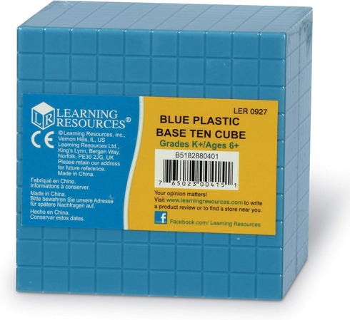 Learning Resources Blue Base Ten Cube, Early Math Counting Toys, Ages 6+, Homeschool
