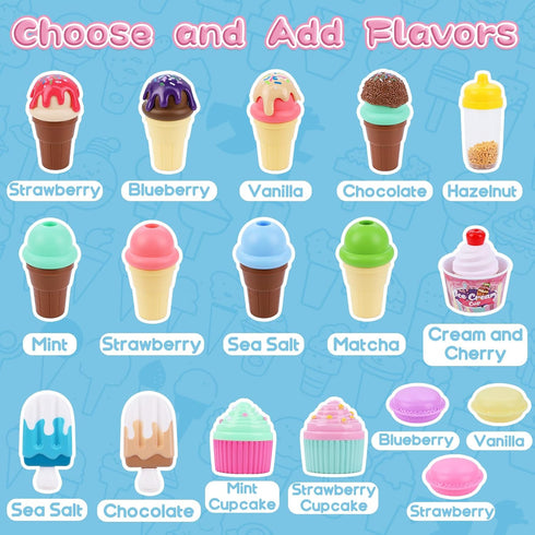 Gifts2U Kids,45 Set,Pretend 3 4 5 6 Ice Cream Cart Toys for Pcs Ice Cream Play Play Store with Storage Trolley,Food