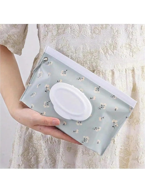 linenb 4pcs Bathroom(Color05) Reusable Wipes Pouch Travel-Friendly Refillable Wipes Case Easy-Access Flip Cover