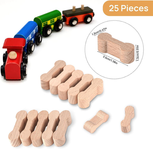 UOMTREO 25 Sets Pcs Wood Dog Bone Track Adapter, Train Track Pieces for Teens, Compatible with All Wooden Train Track