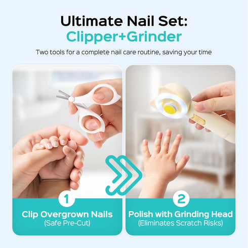 C50 Trimmer 360 16-in-1 COSLUS Baby Nail File, Baby Nail Electric, Baby Nail Clipper - Gentle, Quiet with Light, Safe