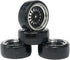 4PCS 1/10 RC Drift Car Tires Smooth Hard Tyre Plastic Plating Wheel Rims Set Replacement for Traxxas HSP Tamiya HPI Kyosho On-Road Drifting Car (Black Silver)