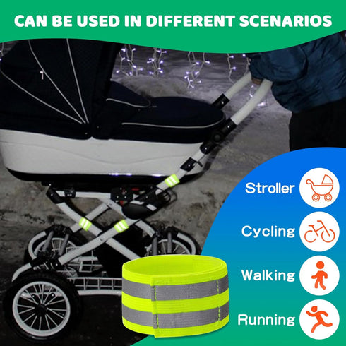HAVANSIDY 6-Pack of Reflective Bands for Strollers, High Visibility Elastic Reflectors with Velcro Fastening