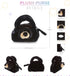 DolliBu Black Bear Plush Handbag - Super Soft Plush Stuffed Animal Purse for Children's Accessories, Kids Hand Bag Toy Purse, Pretend Play, Fluffy Dress Up Toy Purses For Girls & Boys