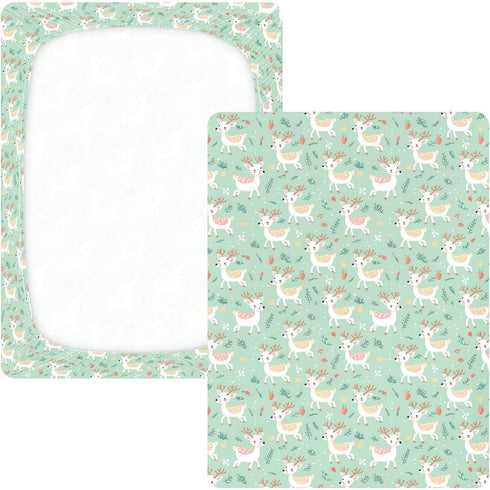 miaozhen 1 Pack 52x28 Cotton Baby Crib Sheets Soft Funny Cute Deer Toddler Mattresses for Nursery Decor cuna para ni?o