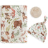 LifeTree Muslin Swaddle Blankets, Baby Boy Swaddle Blanket and Hat Set with Birth Announcement Card, Woodland Animals
