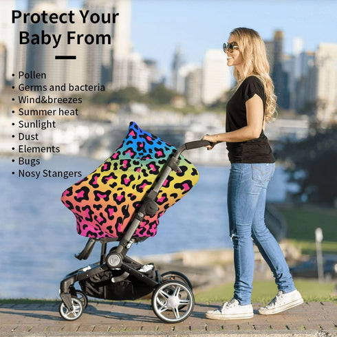 Schgap Leopard Car Seat Cover for Baby, Soft Stroller Cover Nursing Cover Breastfeeding Baby Carrier Covers for Newborn