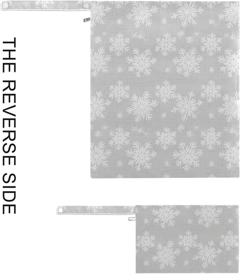 Burbuja 2 Pack, 2 Snowflakes Wet Dry Bags for Baby Cloth Diaper Waterproof Reusable Wet Bag with Zippered Pockets