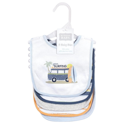 Hudson Baby Unisex Cotton Bibs - Gone Surfing Design
