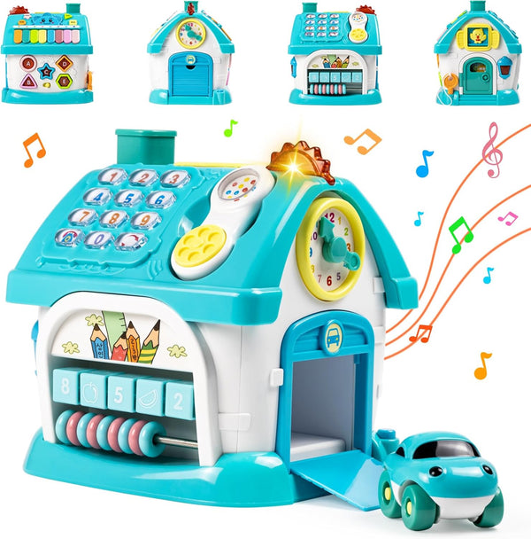 Marstone Baby Toys for 1 2 3 Year Old, 6-in-1 Montessori Toys with Sound/Lights/Music/Clock/Telephone/Car