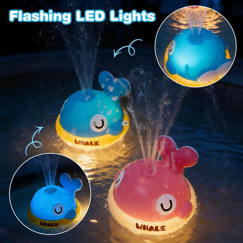 1-3, 1 2 3 Light Up Whale Sprinkler Baby Bath Toys for Kids Ages Pool Water Toys for Toddlers Bathtub Fountain Toys