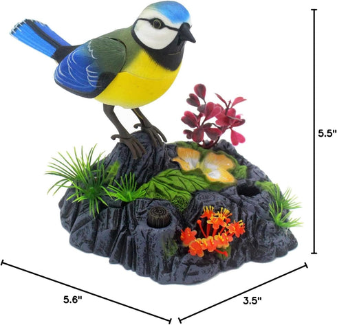 Tipmant Cute Electronic Birds Toys, Realistic Move Chirp Electric Pets for Office Home Desk Decor, Kids Birthday Gifts