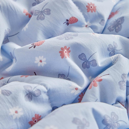 Set Boys,4 Sets,Blue Set,Include DuShow Toddler Bedding for Girls and Piece Bed-in-a-Bag Toddler Comforter Floral Crib