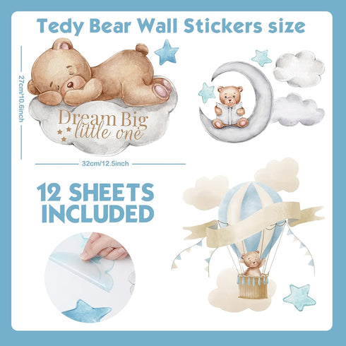 12 78 Yinder Sheet Pcs Bear Highland Cow Wall Decals Cute Highland Cow Sticker Nursery Baby Wall Decor for Kids Girls