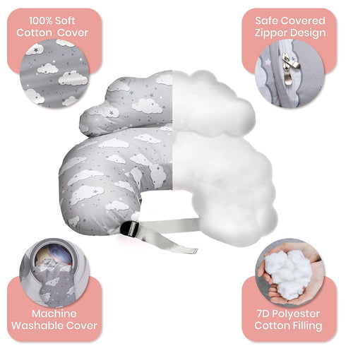 Nursing Pillow Breastfeeding Pillows with Security Fence for Enhanced Support & Comfort Removable Cotton Cover