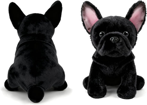 TUKVESZE 8.6 inch French Bulldog Stuffed Animal, Realistic Puppy Plush Cute Soft Dog Gifts for Boys and Girls (Black)