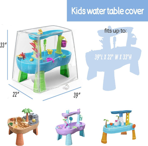 Kids Water Table Cover for Step2 Rain Showers Splash Pond - Transparent PVC Outdoor Toys Cover (Cover Only)
