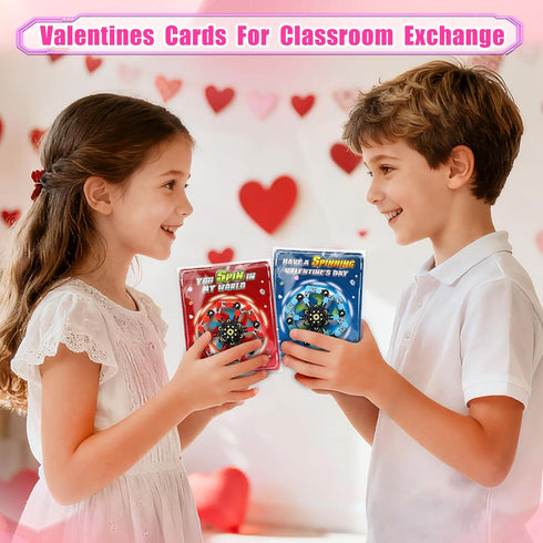 24 Pack ShyLizard Valentine's Day Cards for Kids with Fidget Spinners, Valentines Day Gifts for Kids, Deformable Robot