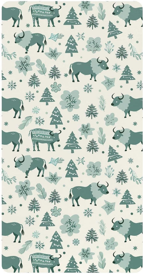 miaozhen Cotton Baby Crib Sheets Soft Comfy Teal Six Playful Buffalo Boho Newborns