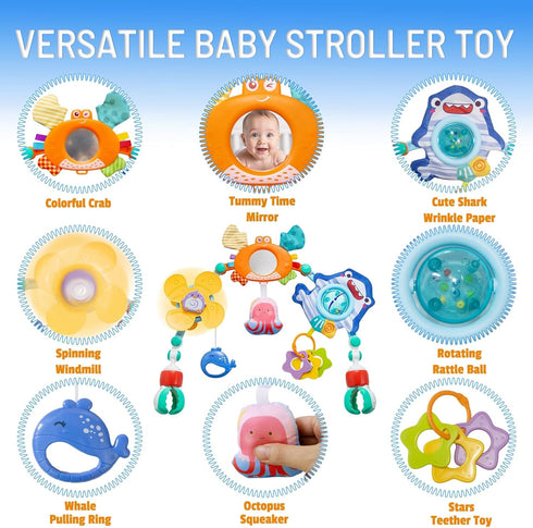 6-12 Adjustable Baby Stroller Arch Toy, Car Seat Toys for Infants Months Bassinet Hanging Toy Bar Attachment
