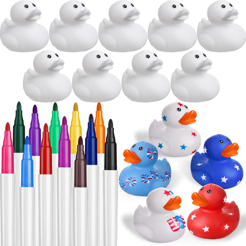 Jerify 72 Pcs 2 Inch White Blank Rubber Ducks for Kids DIY