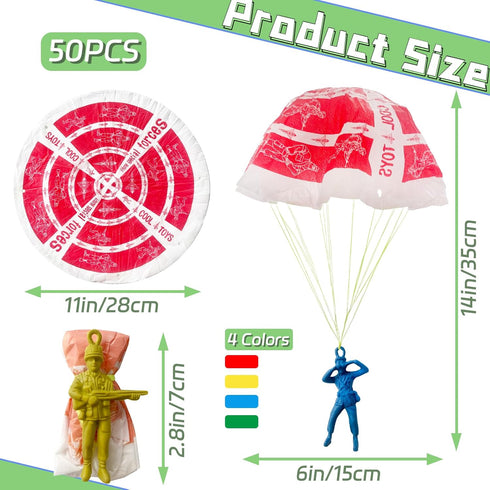 OJYUDD 50 PCS Mini Parachute Toy, Army Parachute Flying Throwing Outside Toys for Toddlers Party Favors