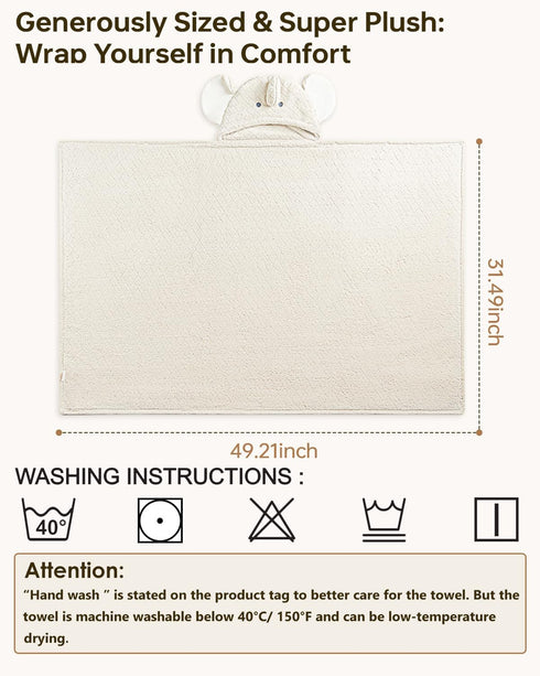 Babygreat 49x31 Hooded Baby Towels Super Absorbent Baby Bath Towel for Winter Extra Large Ultra Soft Coral Fleece